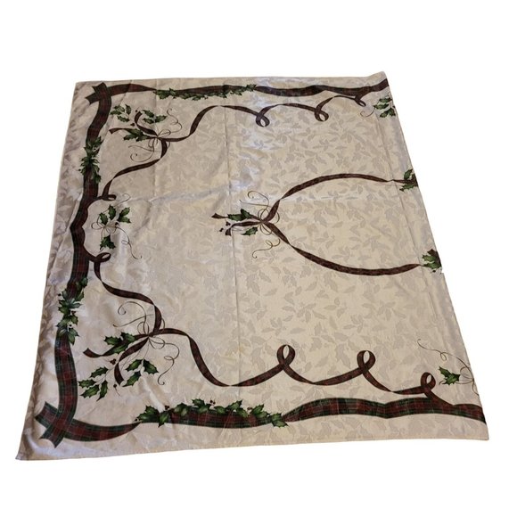 Lenox Rectangular Table Cover and Kitchen Towel Ribbon Holly Set of 2 - Picture 9 of 12